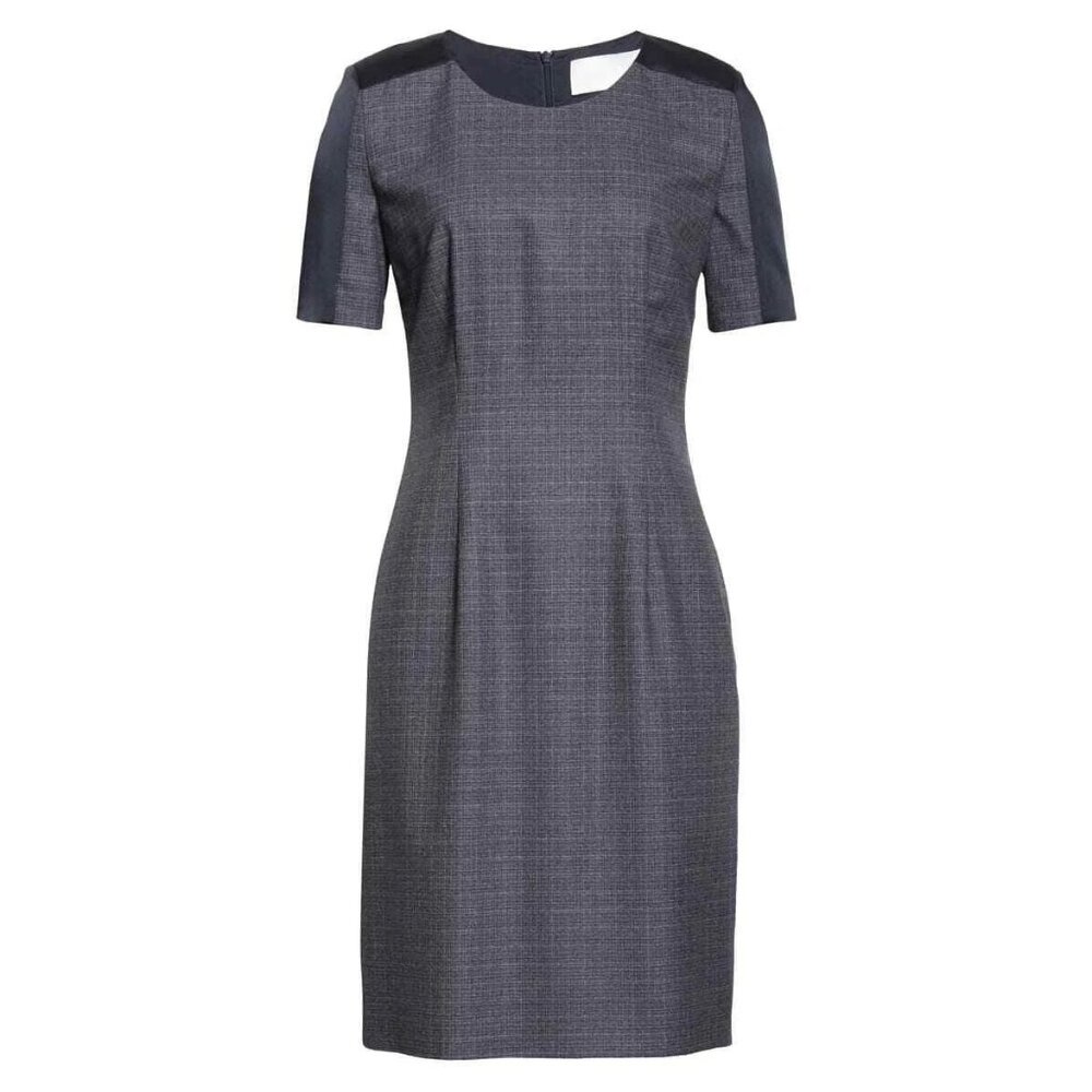 NWT BOSS Hugo Boss Dirusa in Pilot Fantasy Crosshatch Virgin Wool Dress 6
